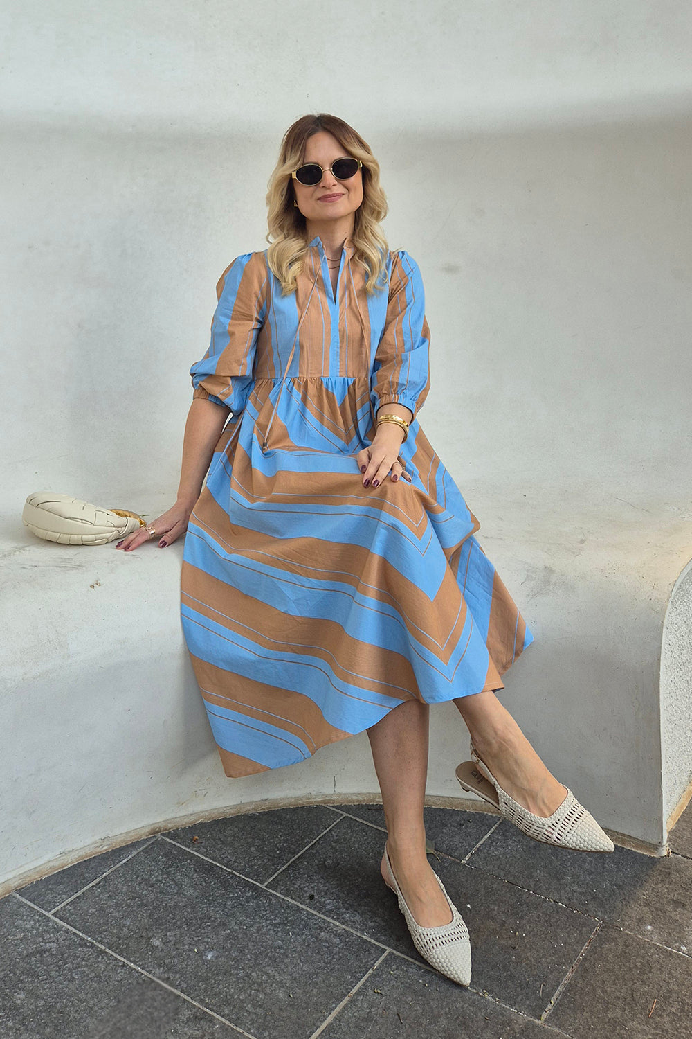 Tory Bias Cut Dress in Zephyr