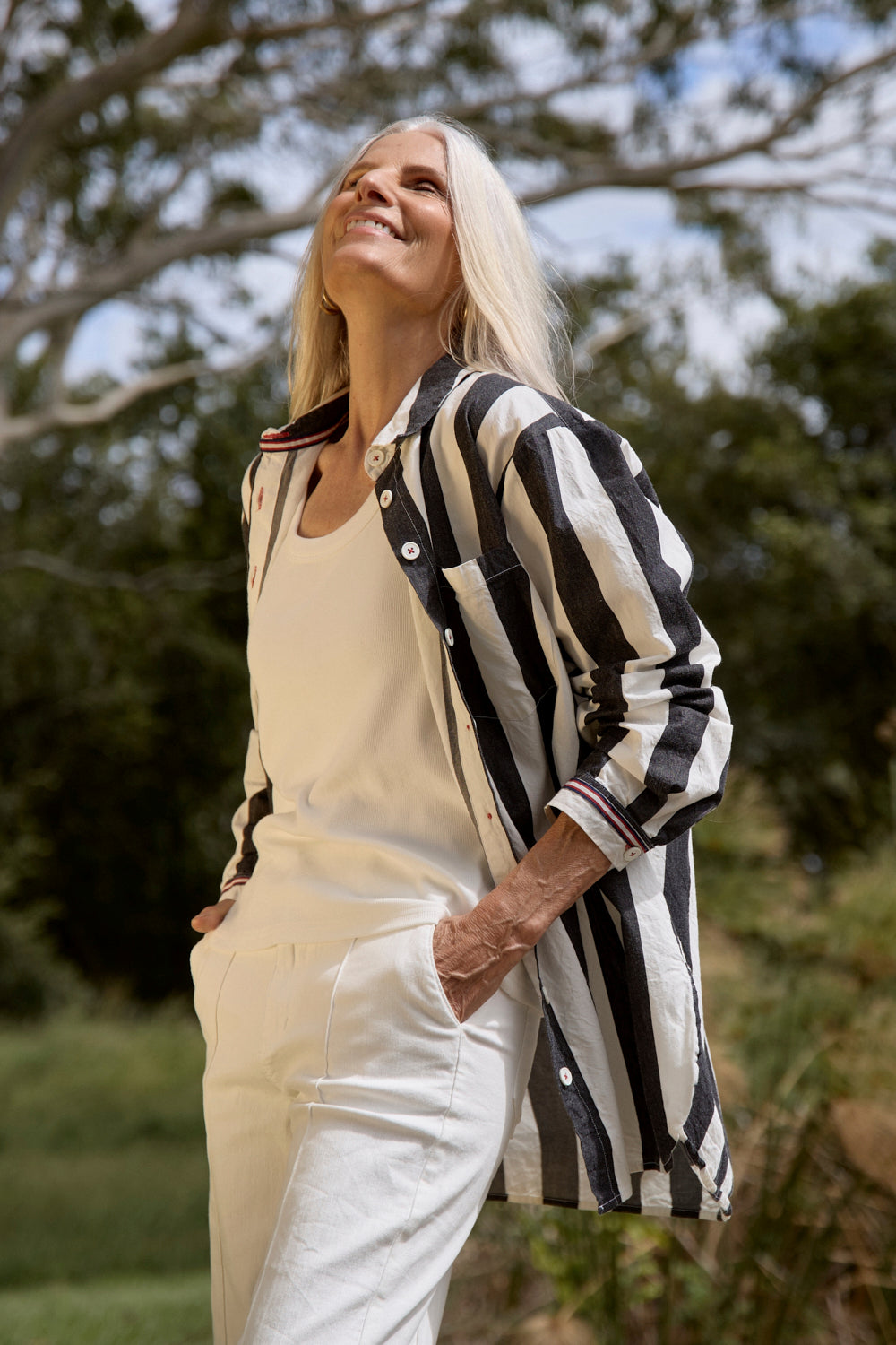 Natalia Oversized Shirt in Harbour Lines