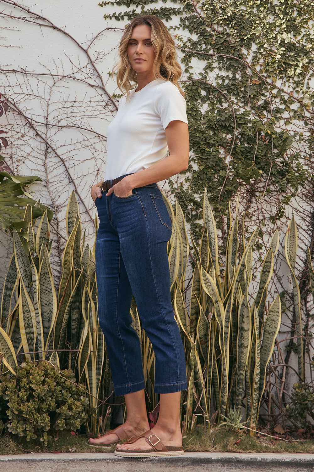 Adrift Denim Cropped Straight Leg Jeans in Dark Wash, Jean - Adrift Clothing