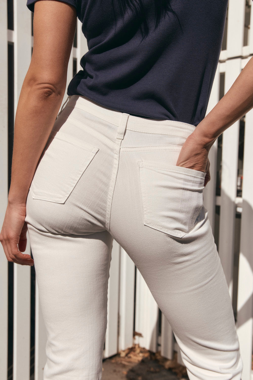 Adrift Denim Cropped Straight Leg Jeans in White