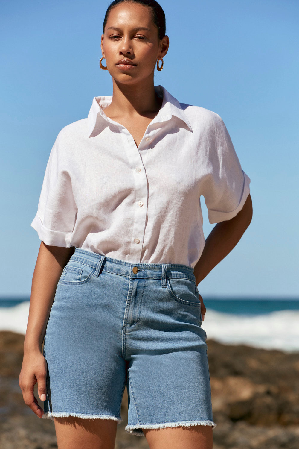 Adrift Denim Cut Off Shorts in Light Wash