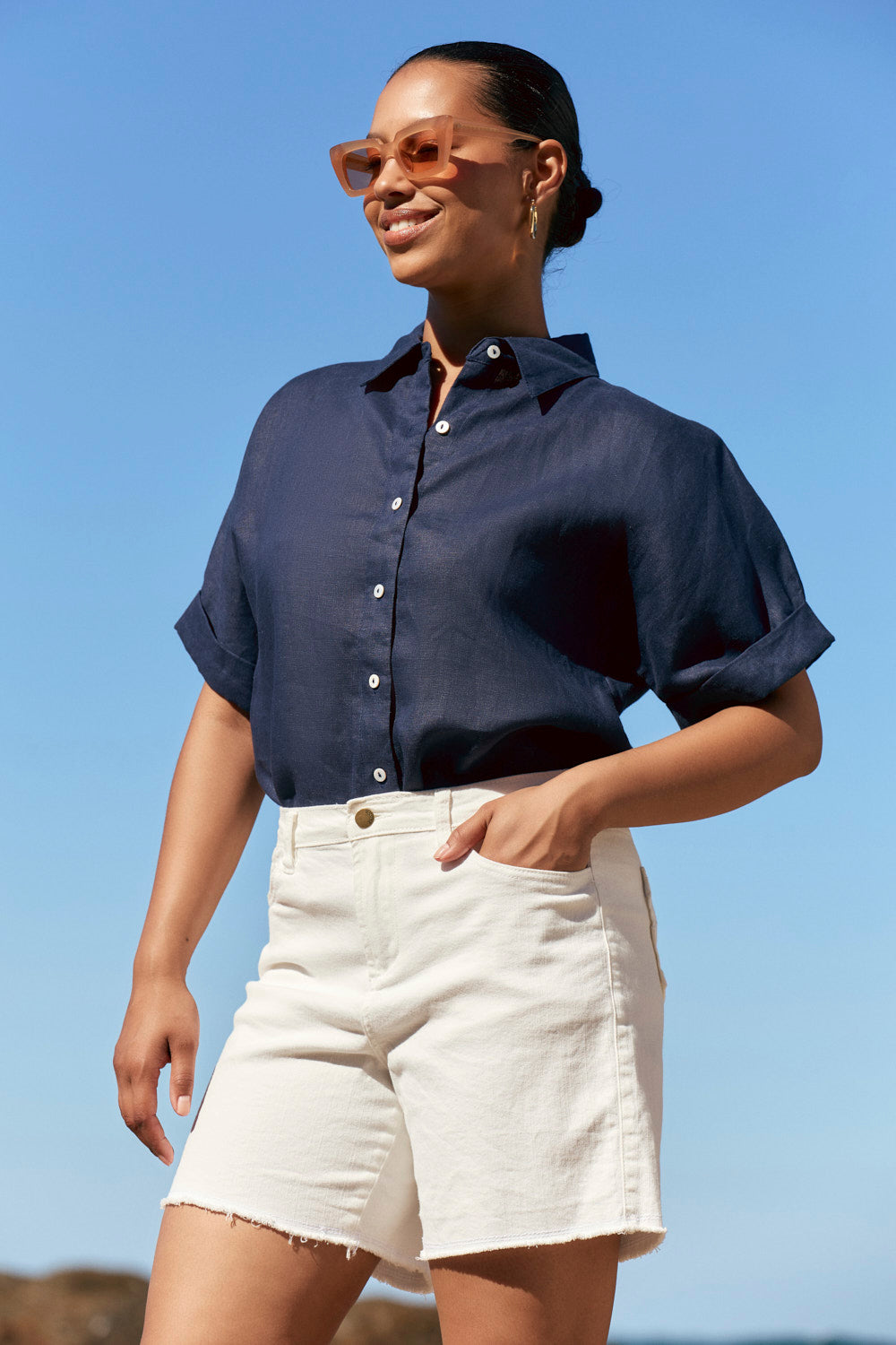 Adrift Denim Cut Off Shorts in White