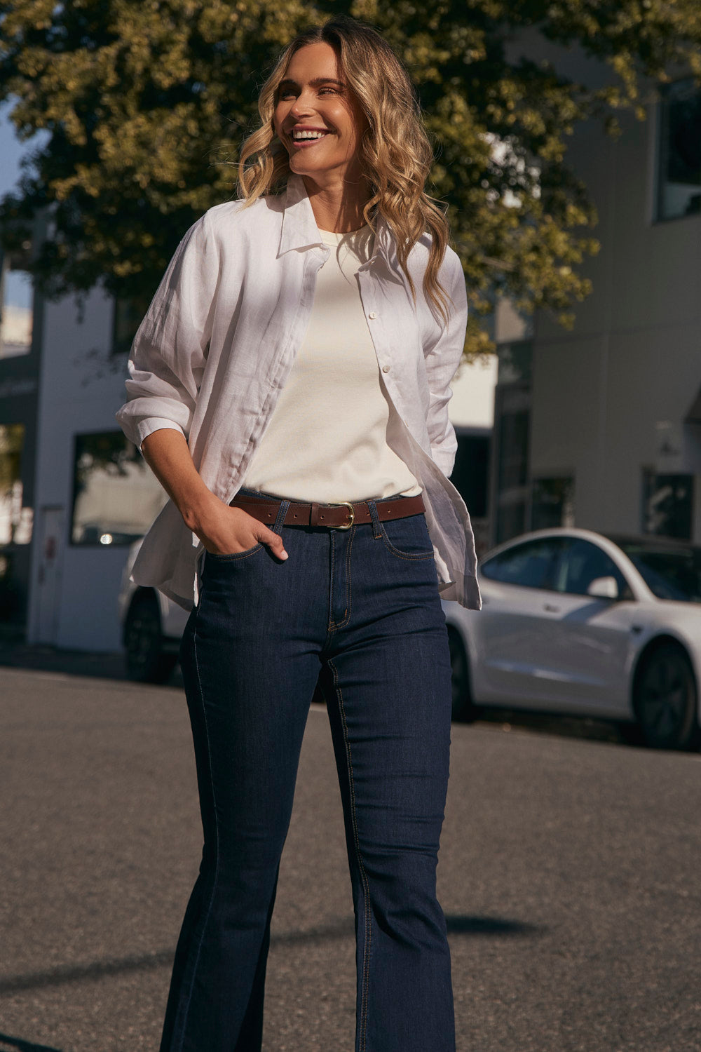 Adrift Denim Flared Jeans in Dark Wash