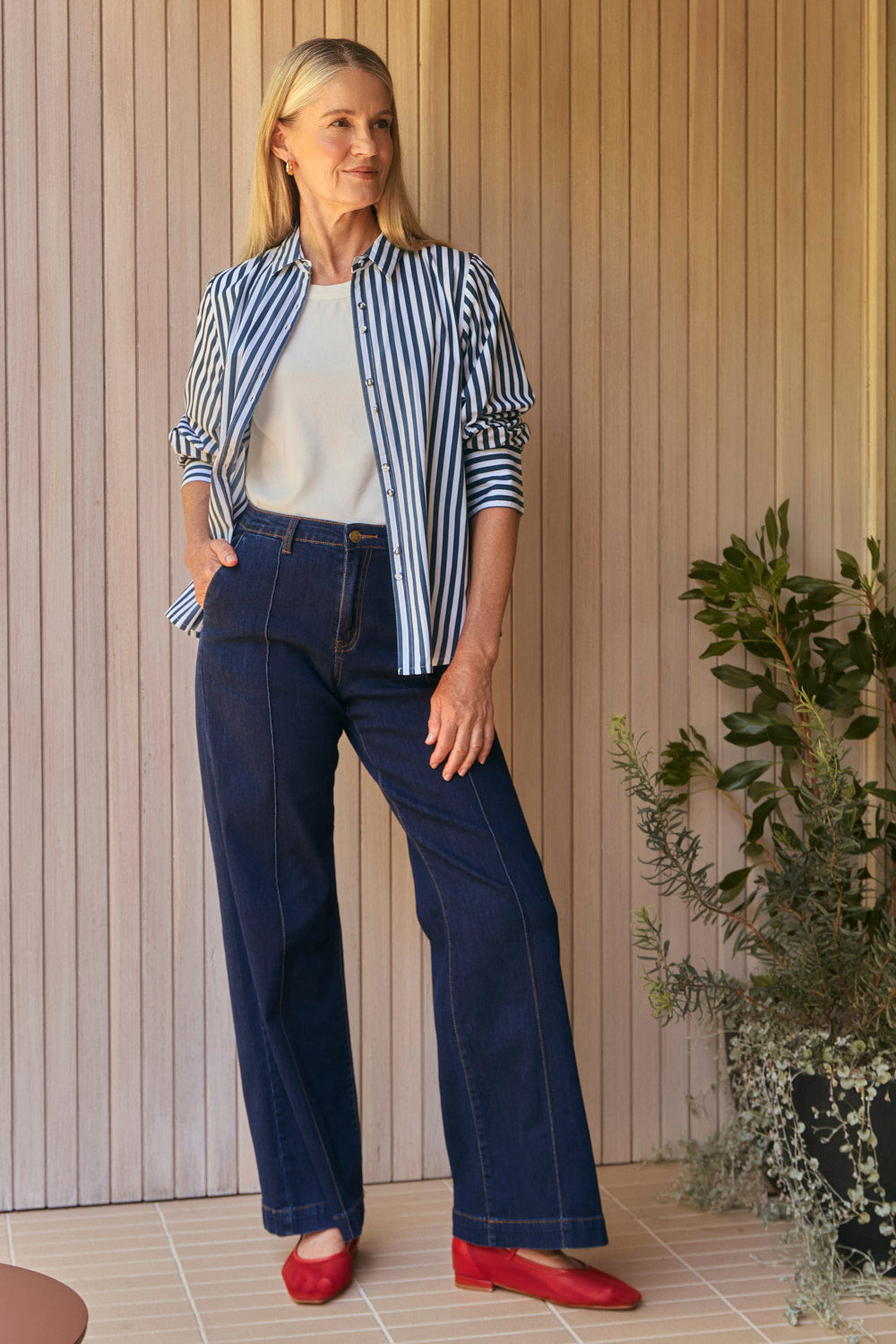 Adrift Denim Wide Leg Jeans in Dark Wash