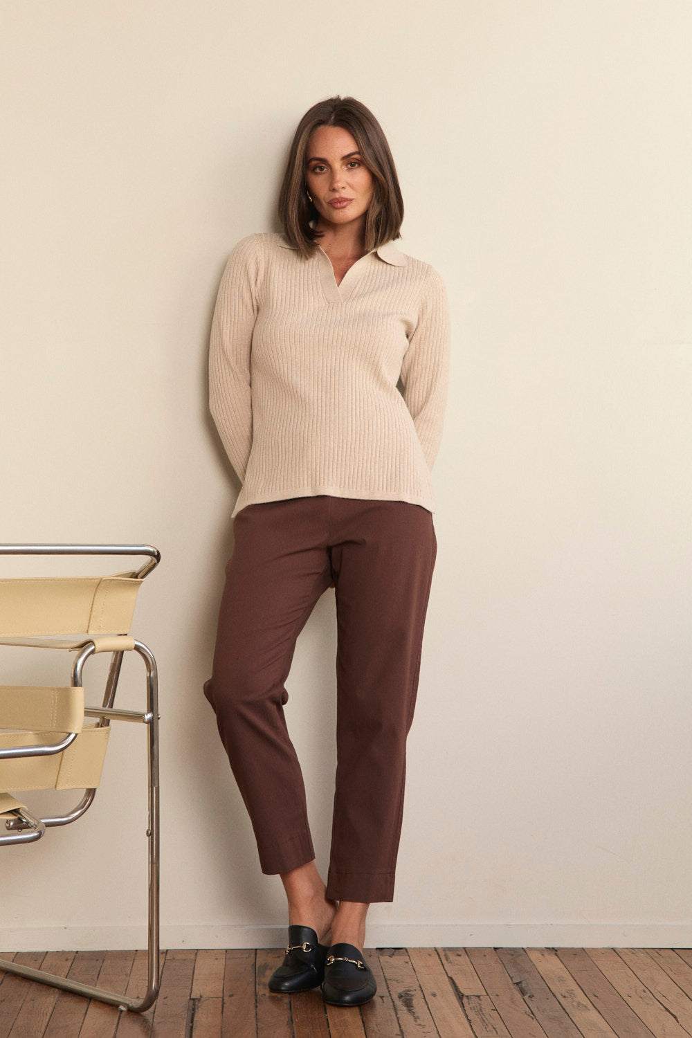 Petite Stretch Tapered Pant in Chocolate