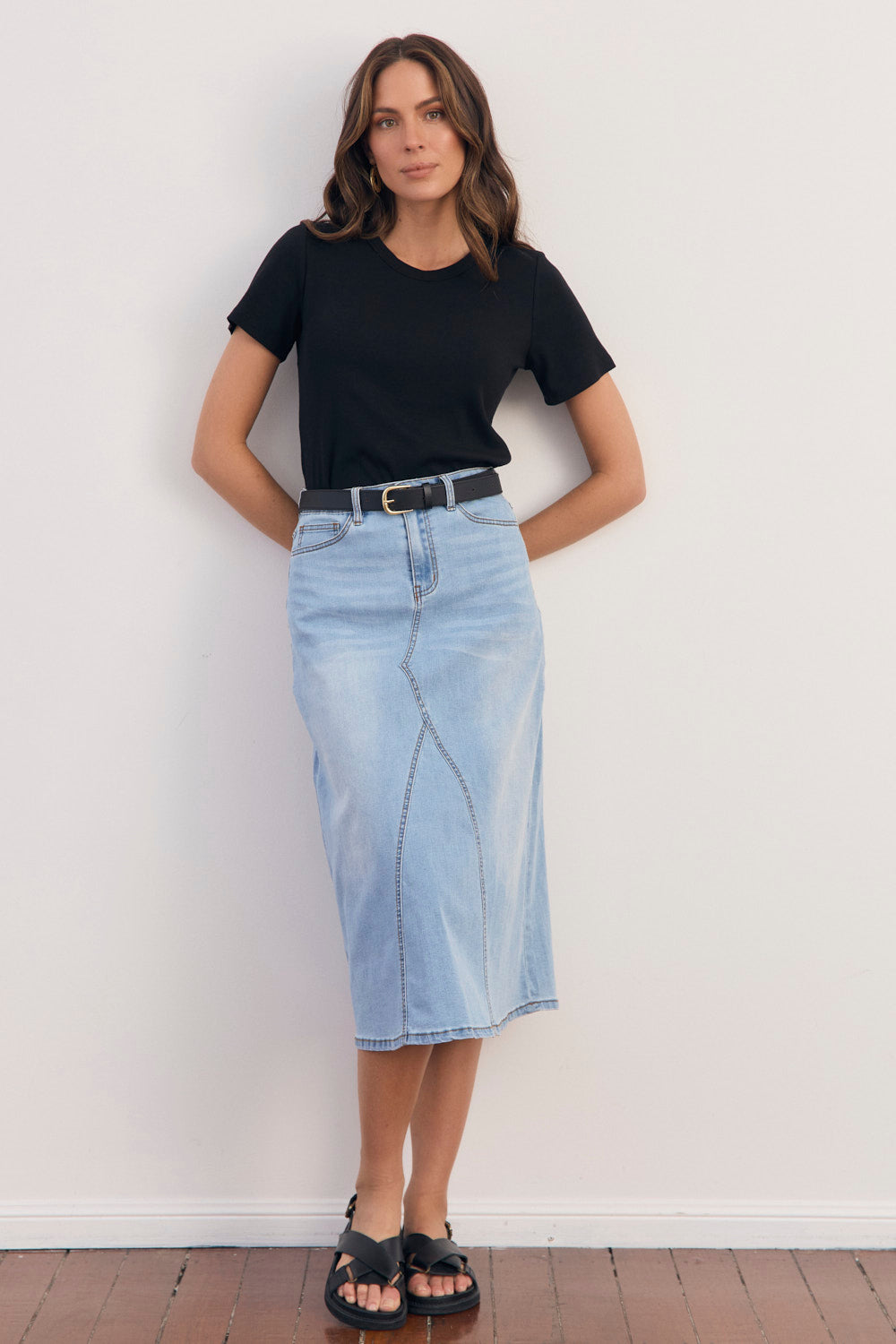 Adrift Ribbed Tee in Black