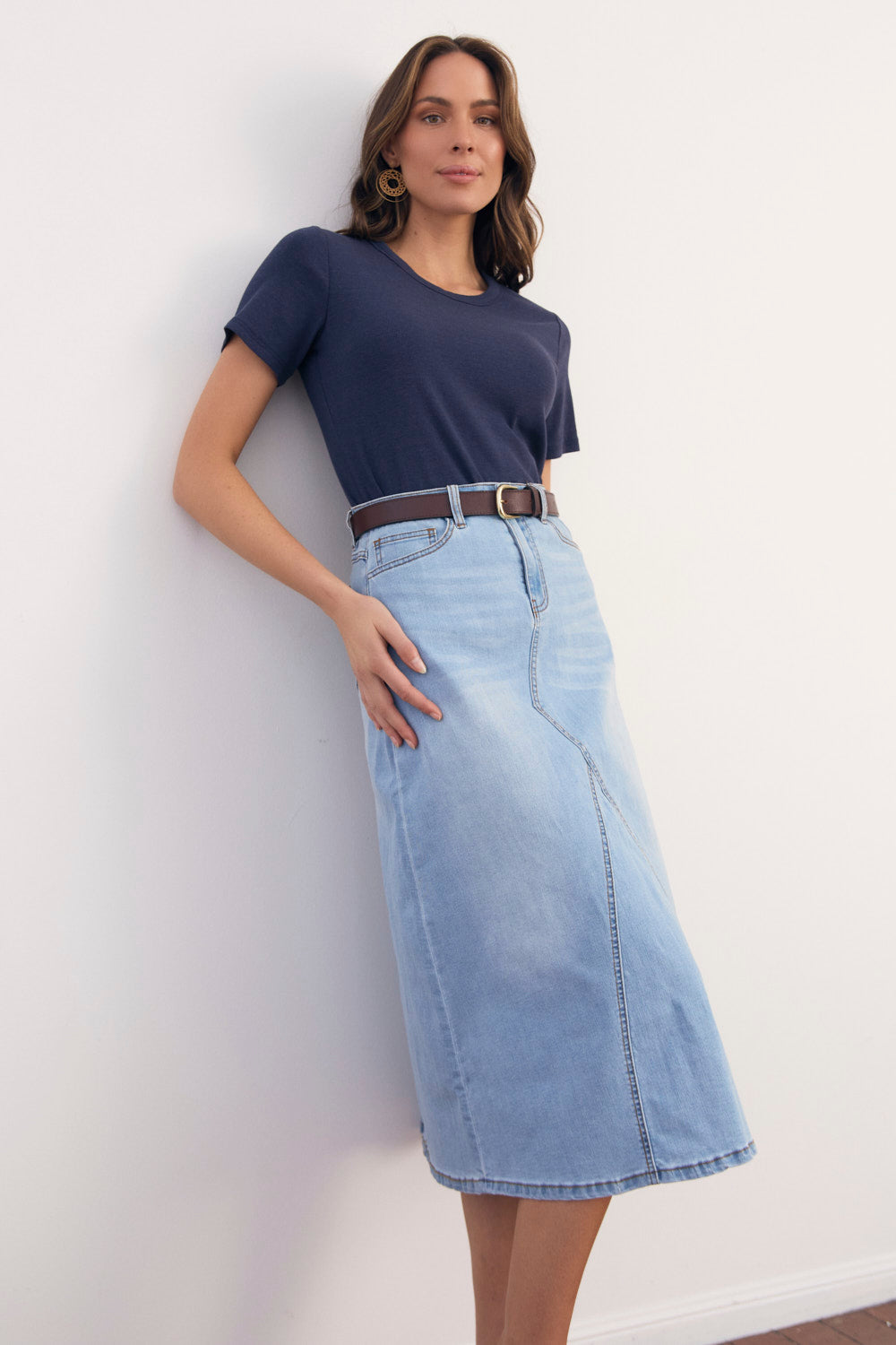 Adrift Ribbed Tee in Navy