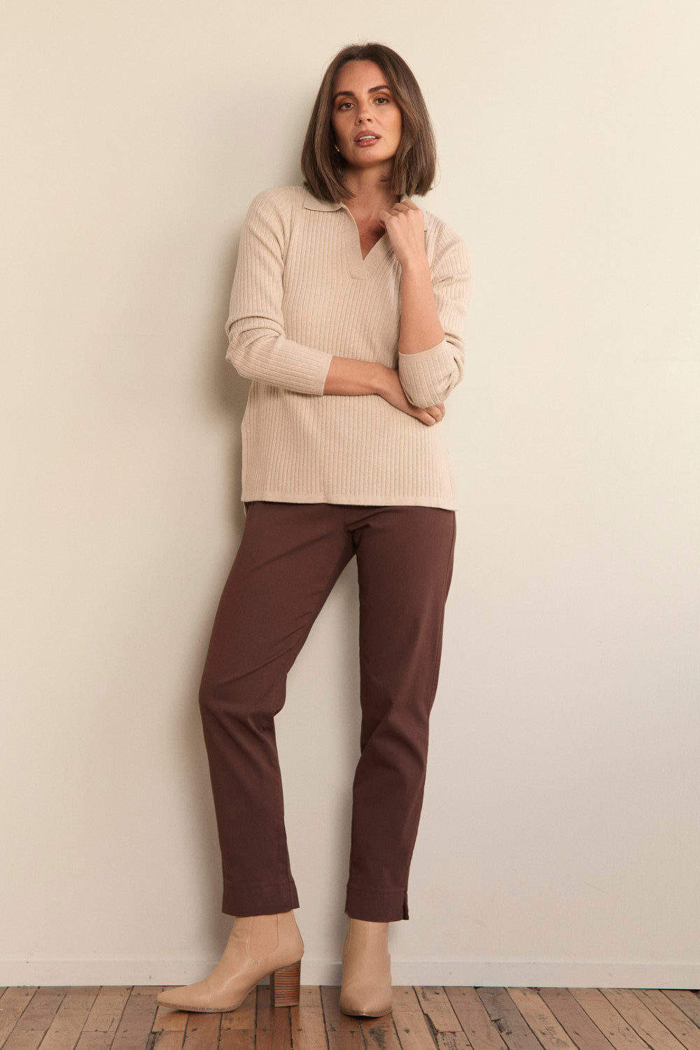 Stretch Tapered Pant in Chocolate