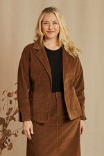 Adrift Relaxed Brushed Cotton Blazer in Chocolate