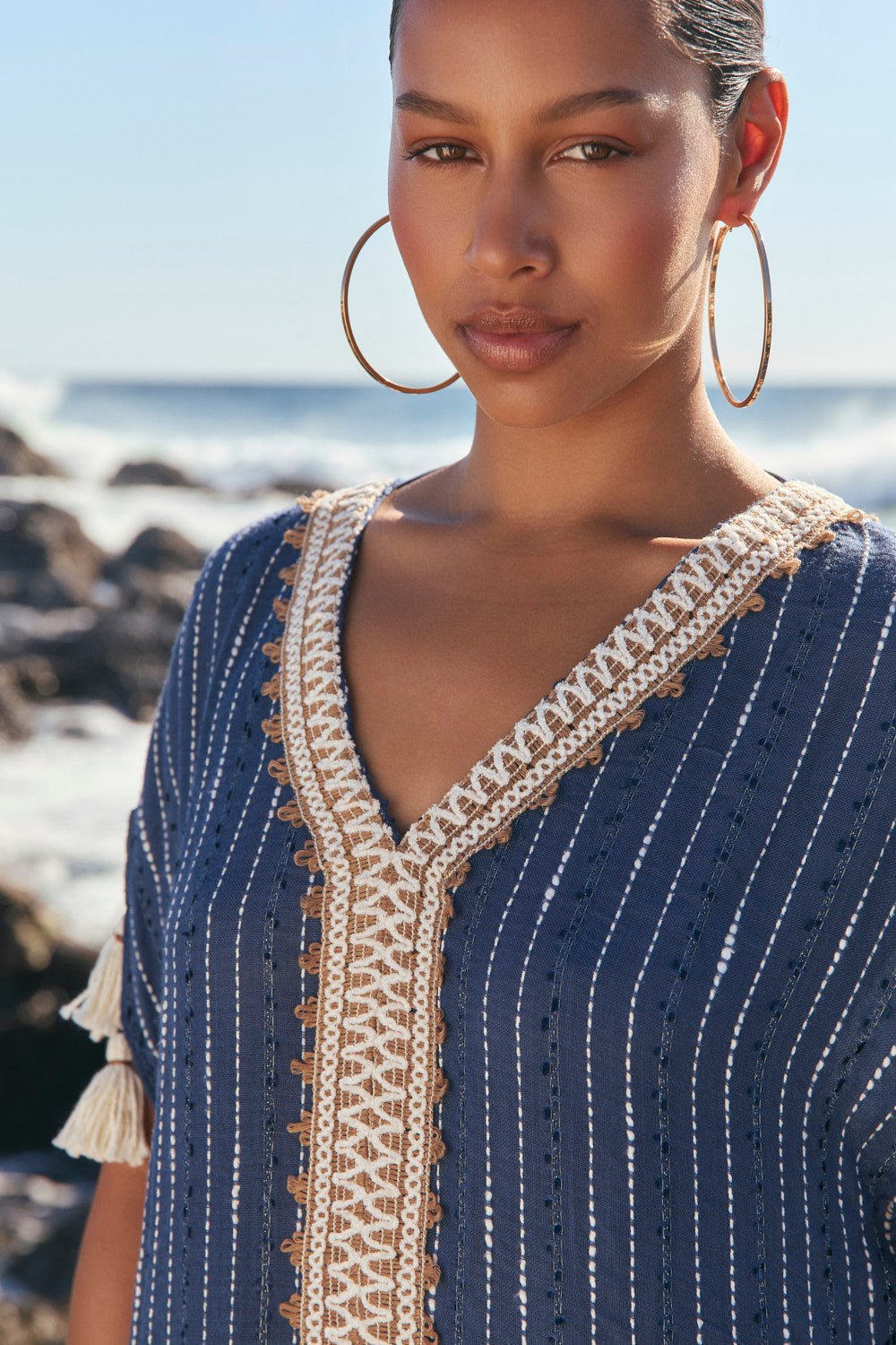 Aleah Tunic Top in Cerulea, Blouse - Adrift Clothing