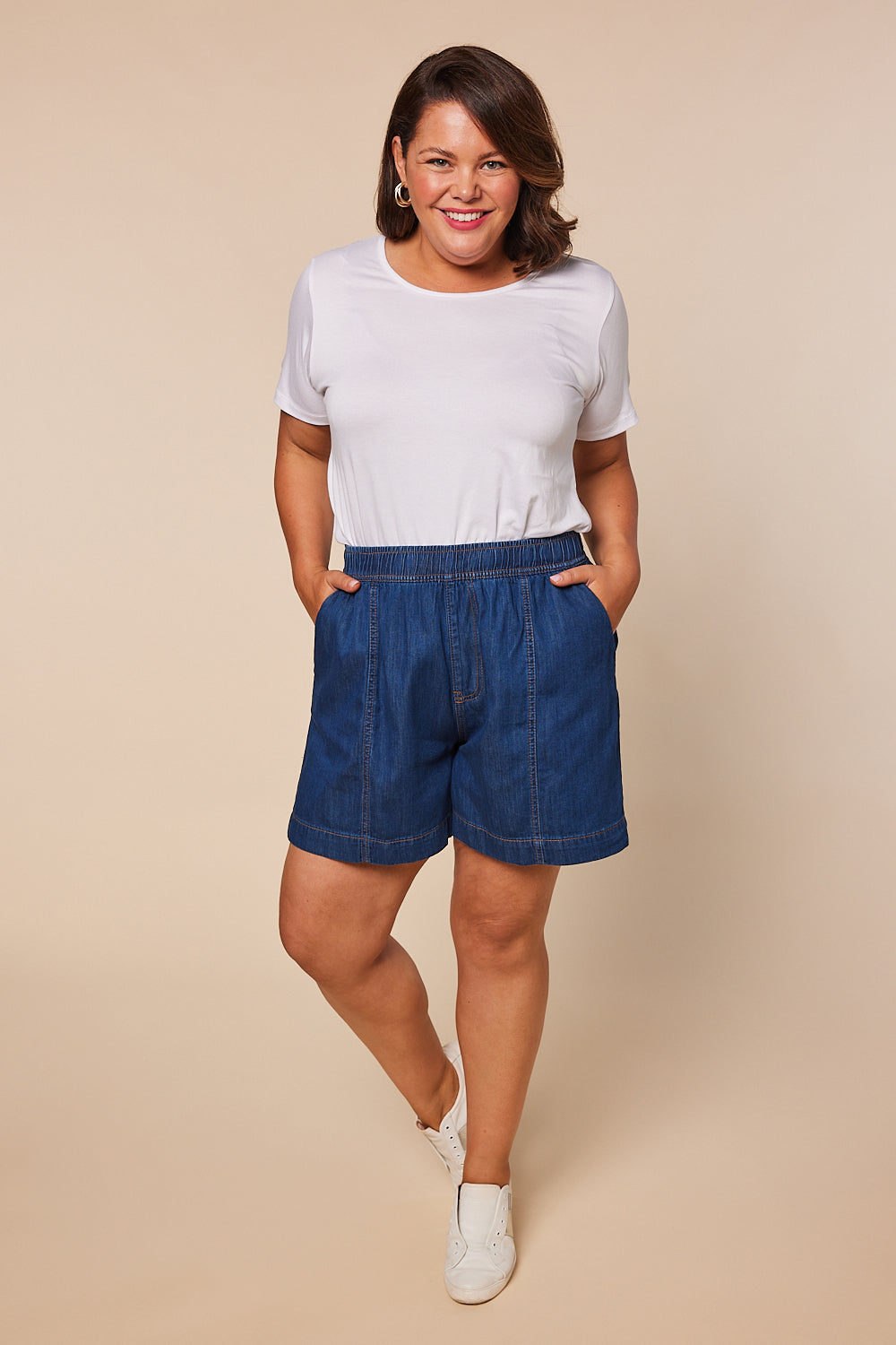 Ali Tencel Shorts in Mid Wash, Pant - Adrift Clothing