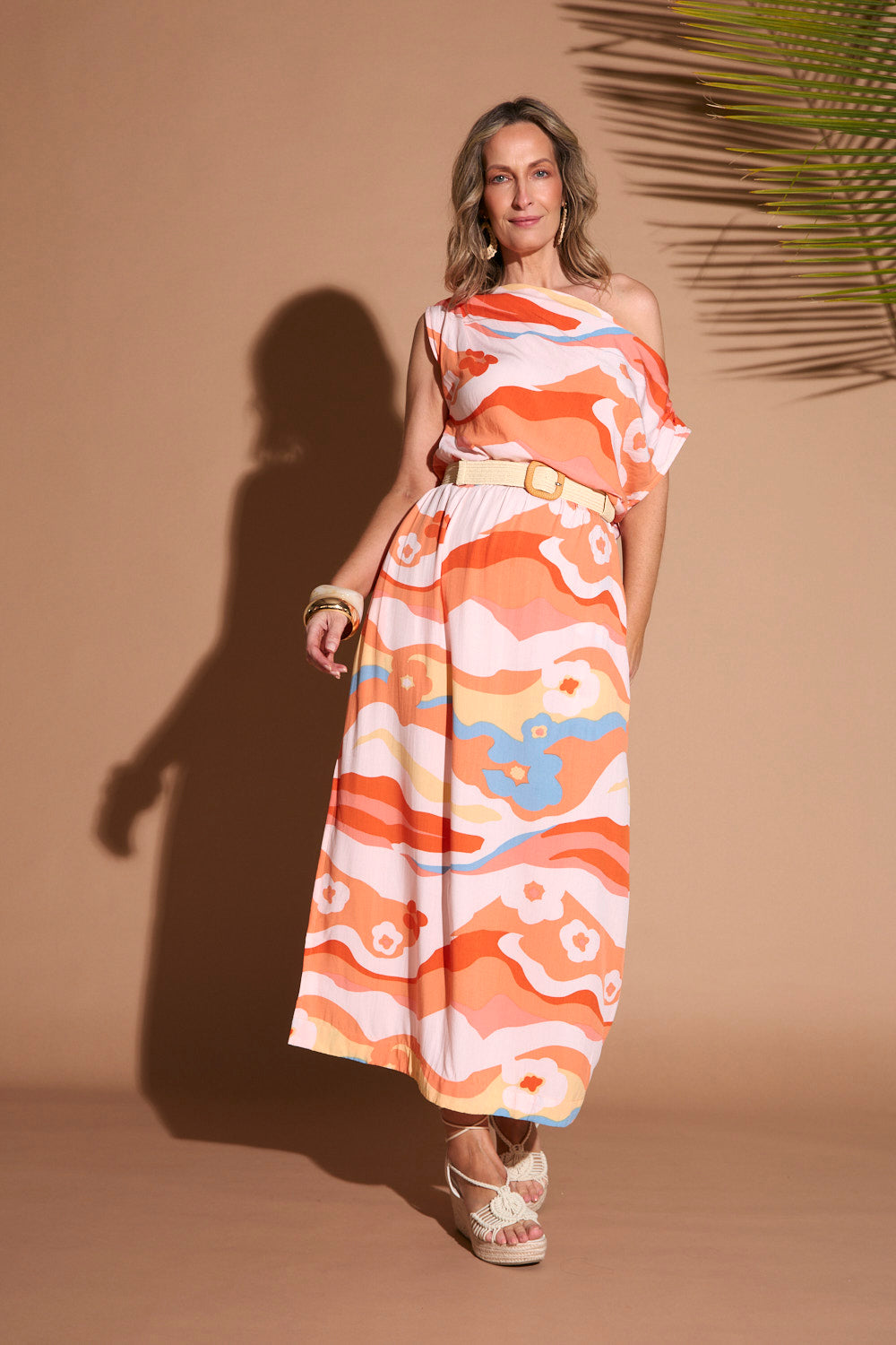 Alice Drop Shoulder Maxi Dress in Solene Orange