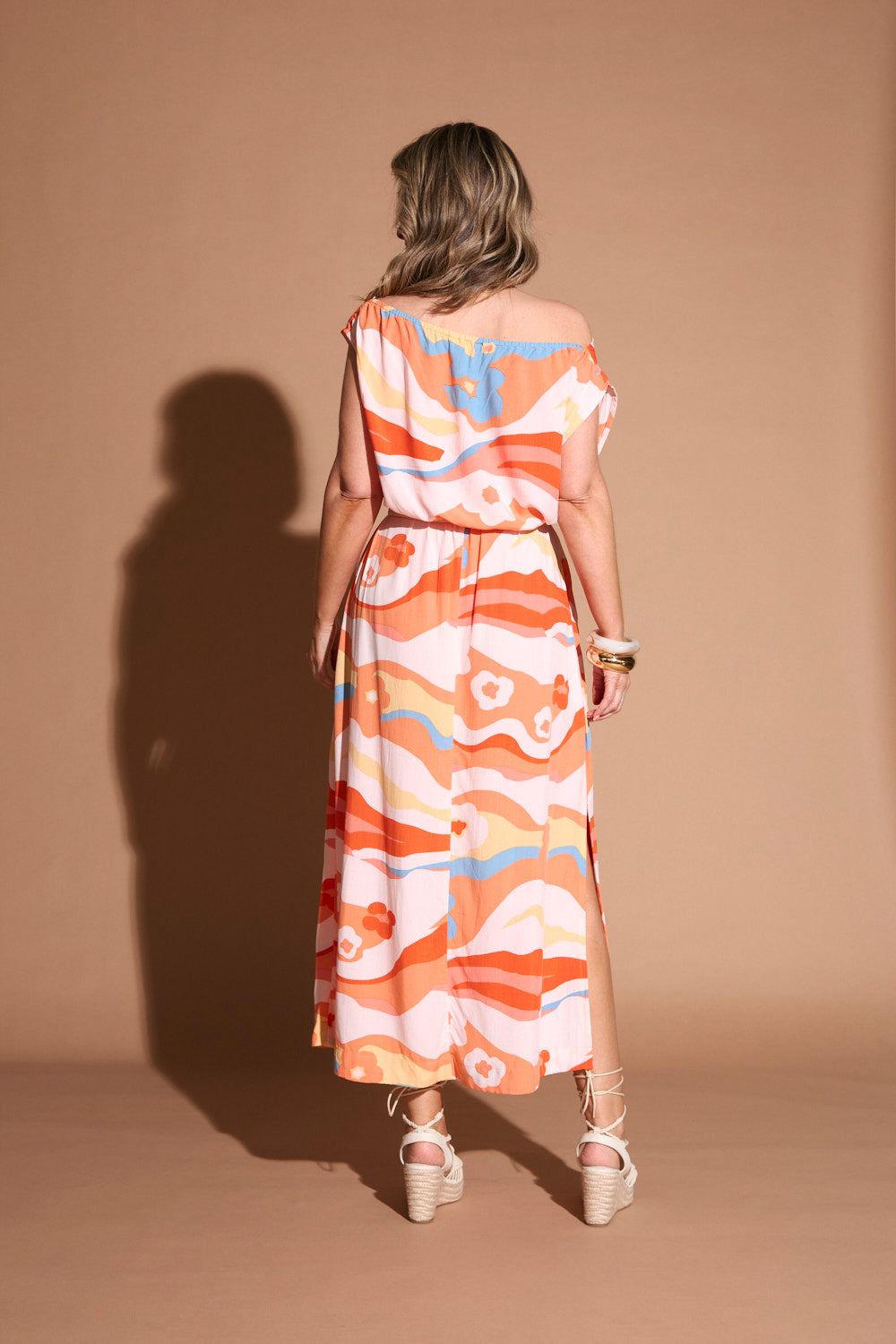 Alice Drop Shoulder Maxi Dress in Solene Orange