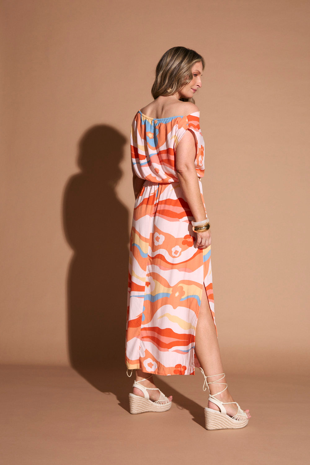 Alice Drop Shoulder Maxi Dress in Solene Orange