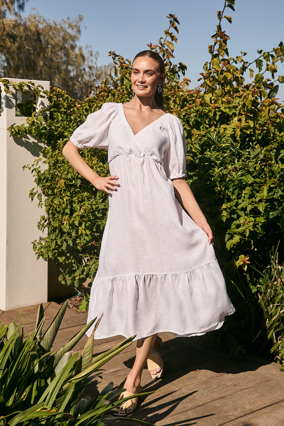 Maxi white linen dress best sale