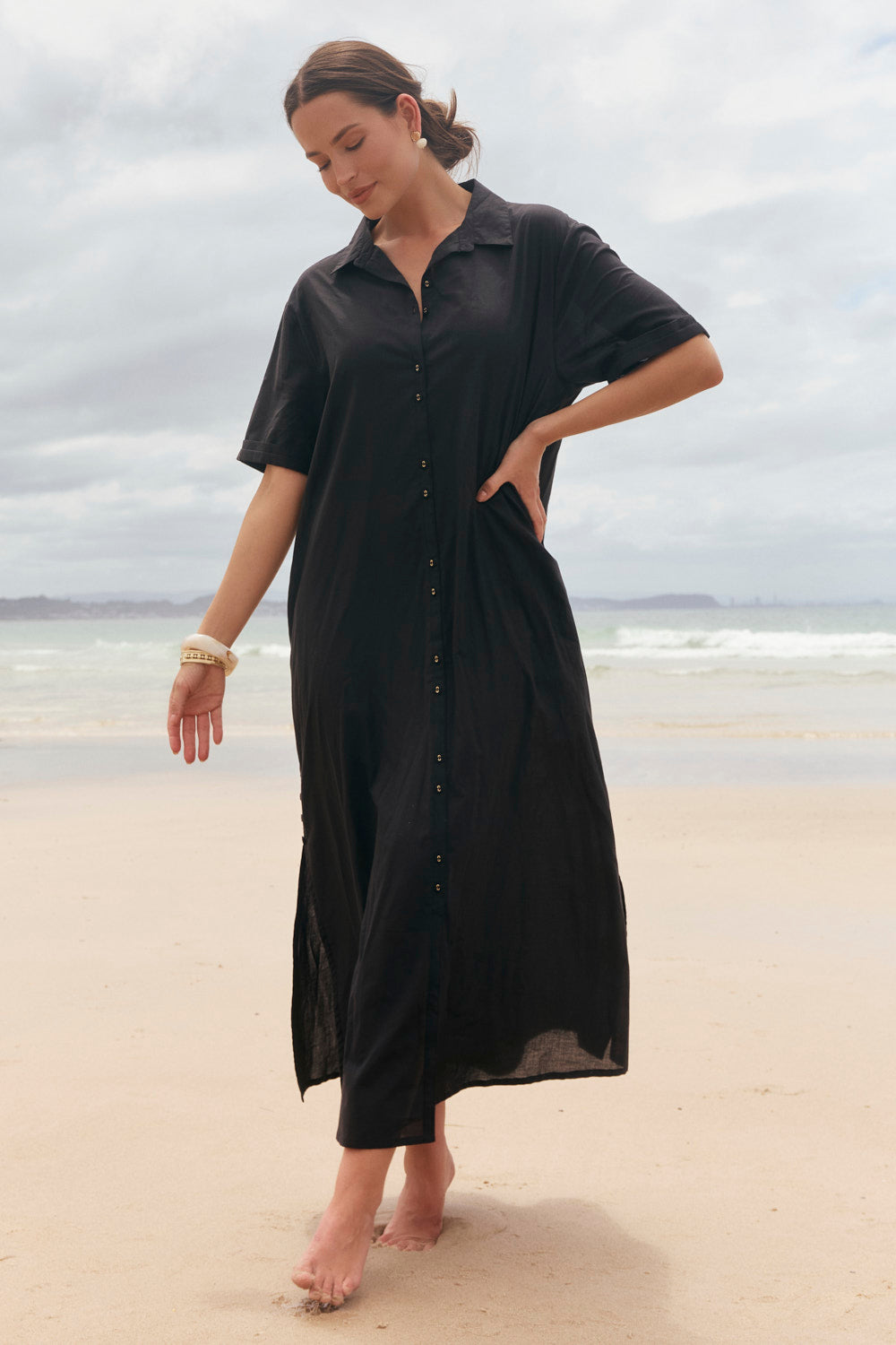 Amani Collared Dress in Black