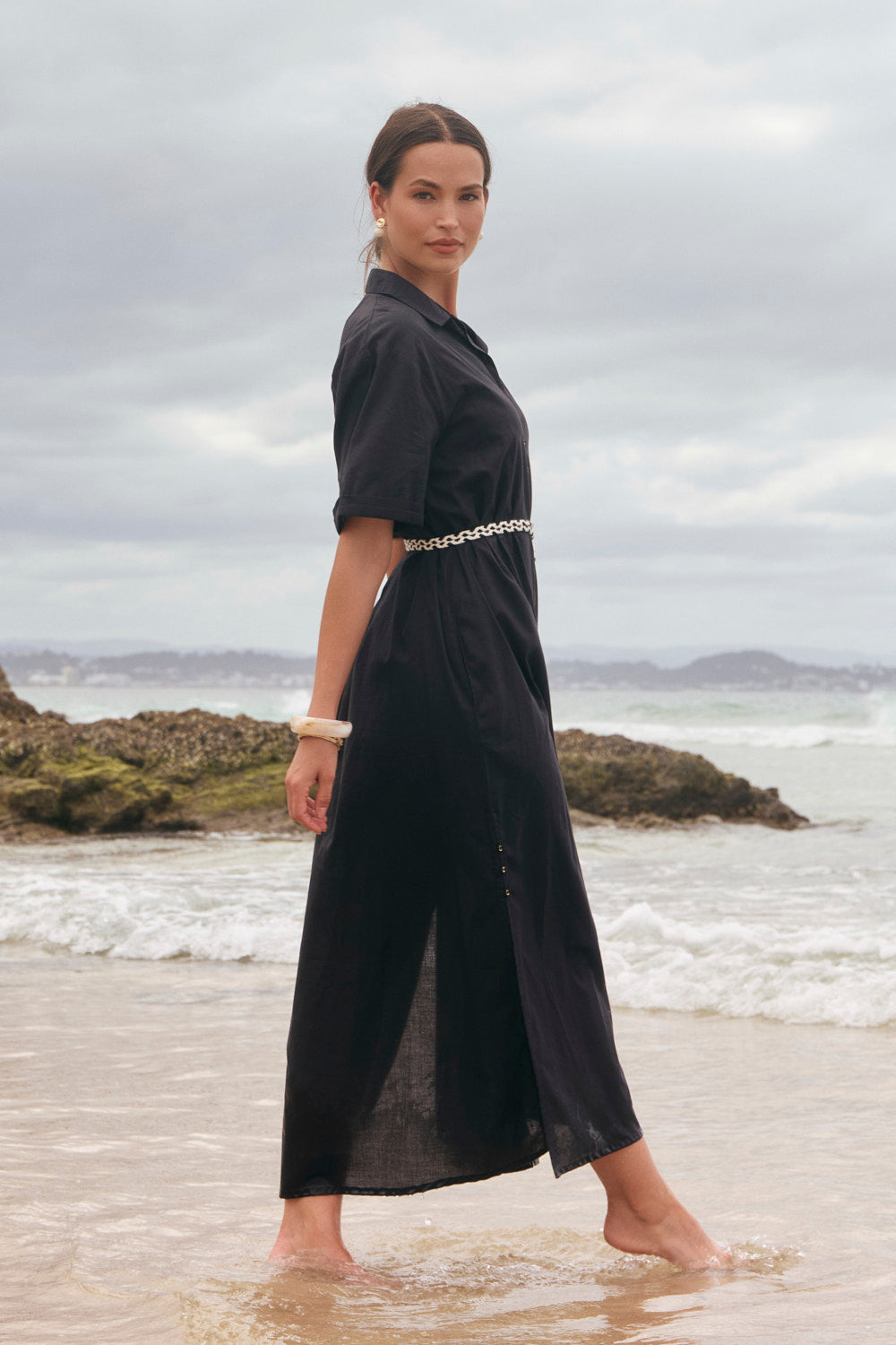 Amani Collared Dress in Black