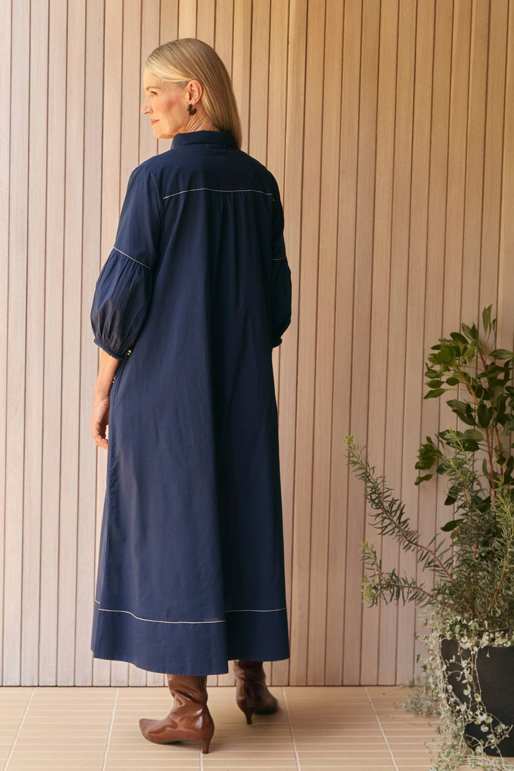 Anya Collared Smock Dress in Tidepool