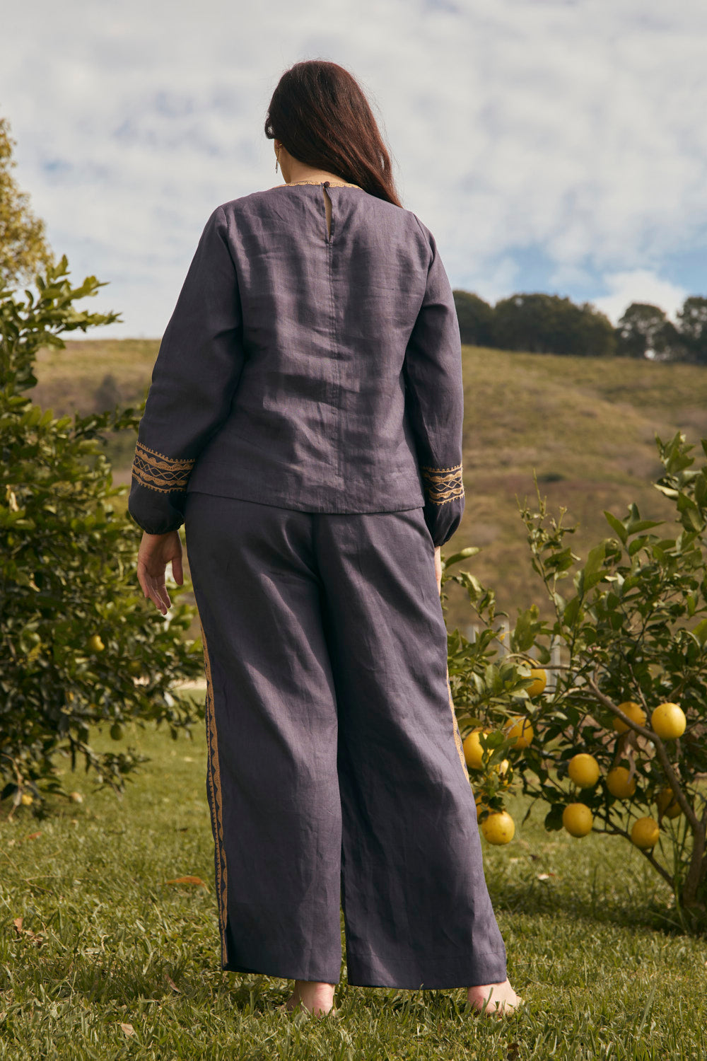 Audrey Linen Blouse in Slate
