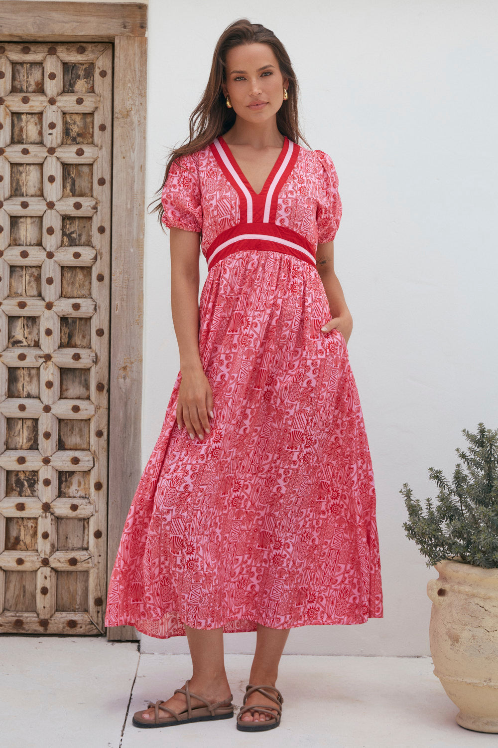 Aurora V-Neck Dress in Sunkiss