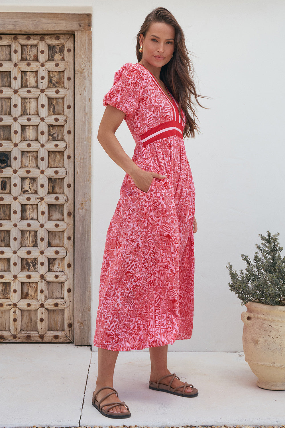 Aurora V-Neck Dress in Sunkiss