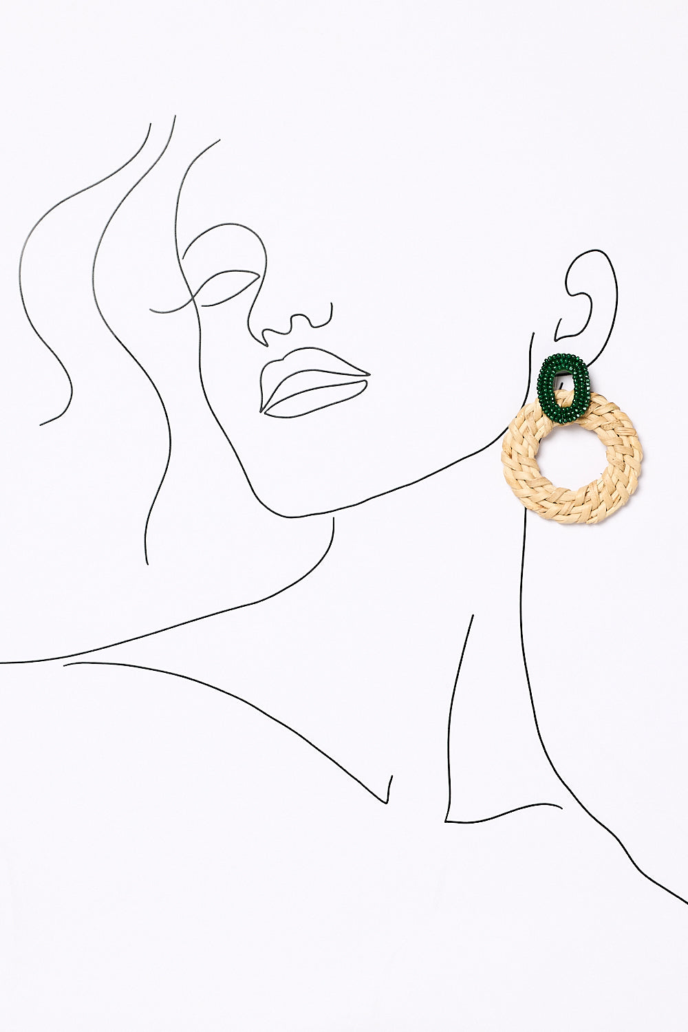 Beaded Circle Weave Earrings in Emerald and Natural