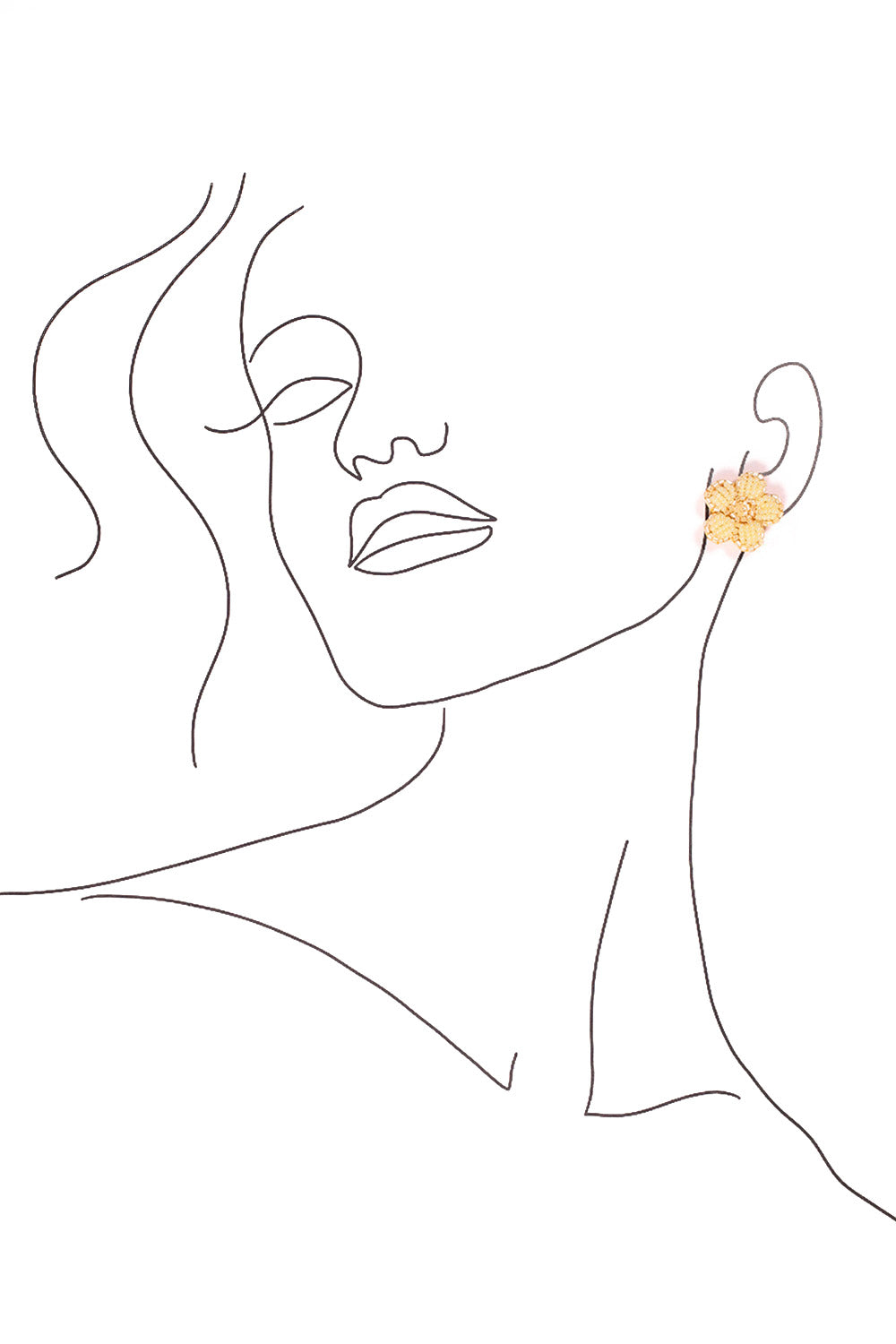 Beaded Flower Studs in Light Yellow