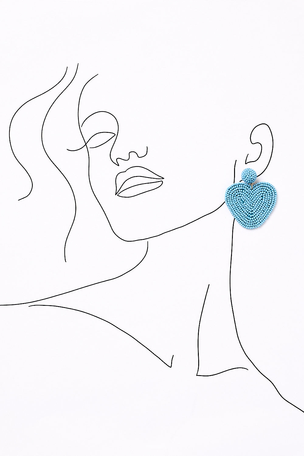 Beaded Heart Earrings in Powder Blue