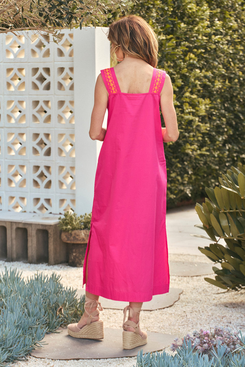 Bec Poplin Sun Dress in Fuchsia