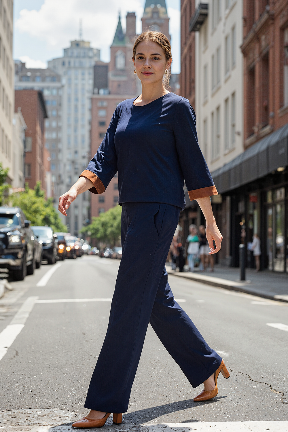 Camille Wide Leg Pant in Tribeca, Pant - Adrift Clothing