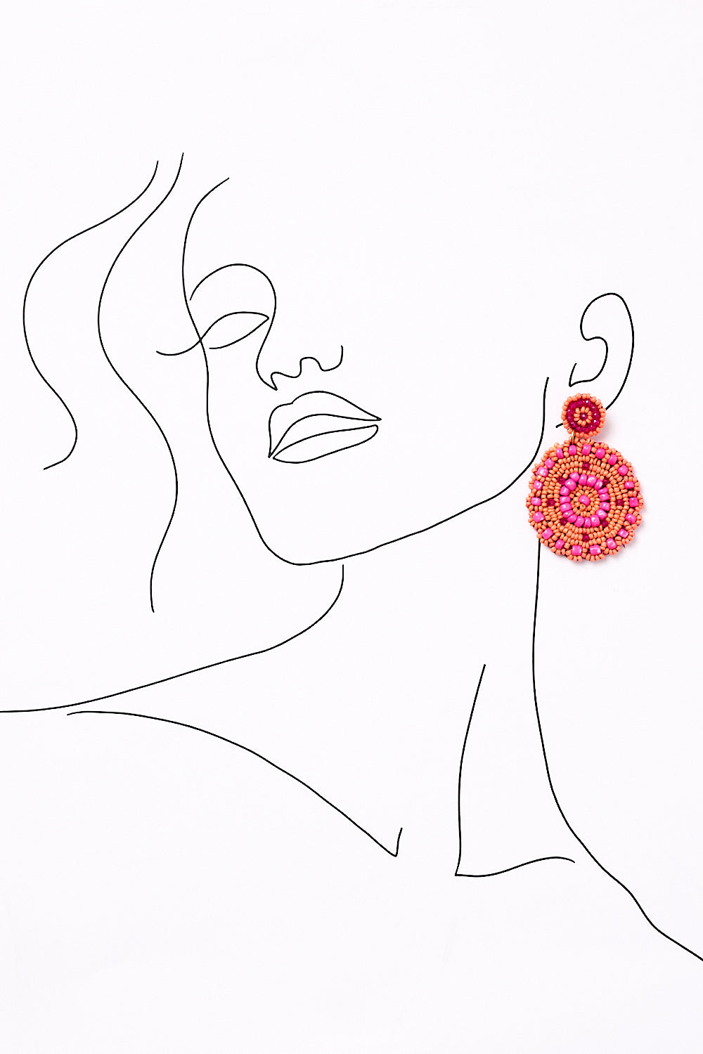 Boho Beaded Earrings in Orange and Hot Pink