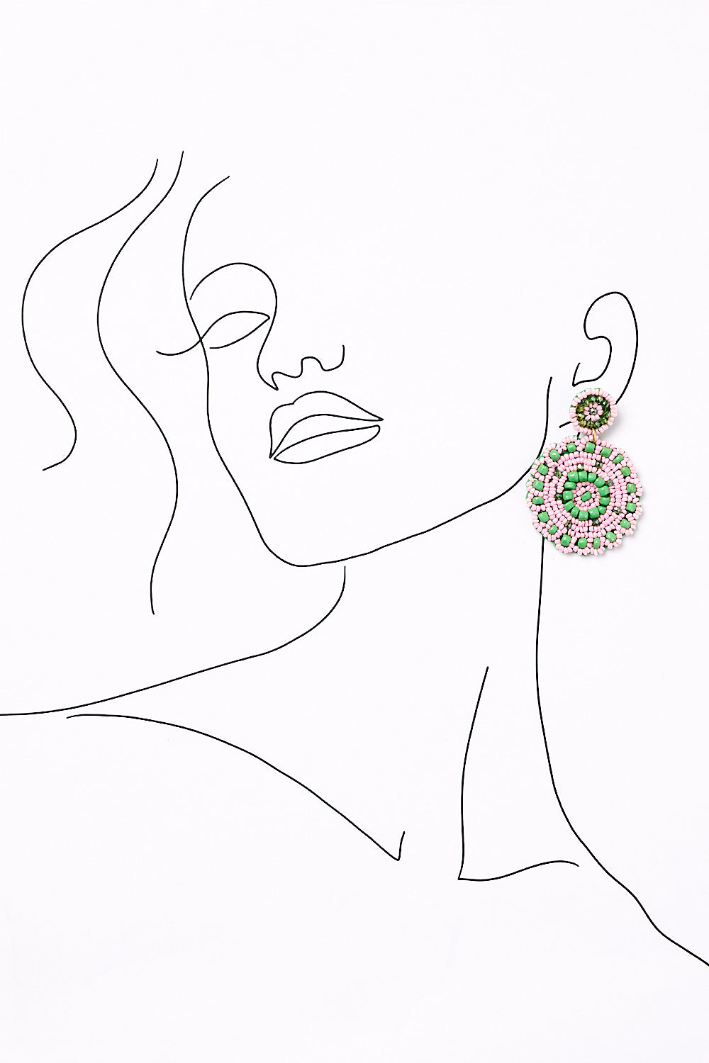 Boho Beaded Earrings in Pink and Green
