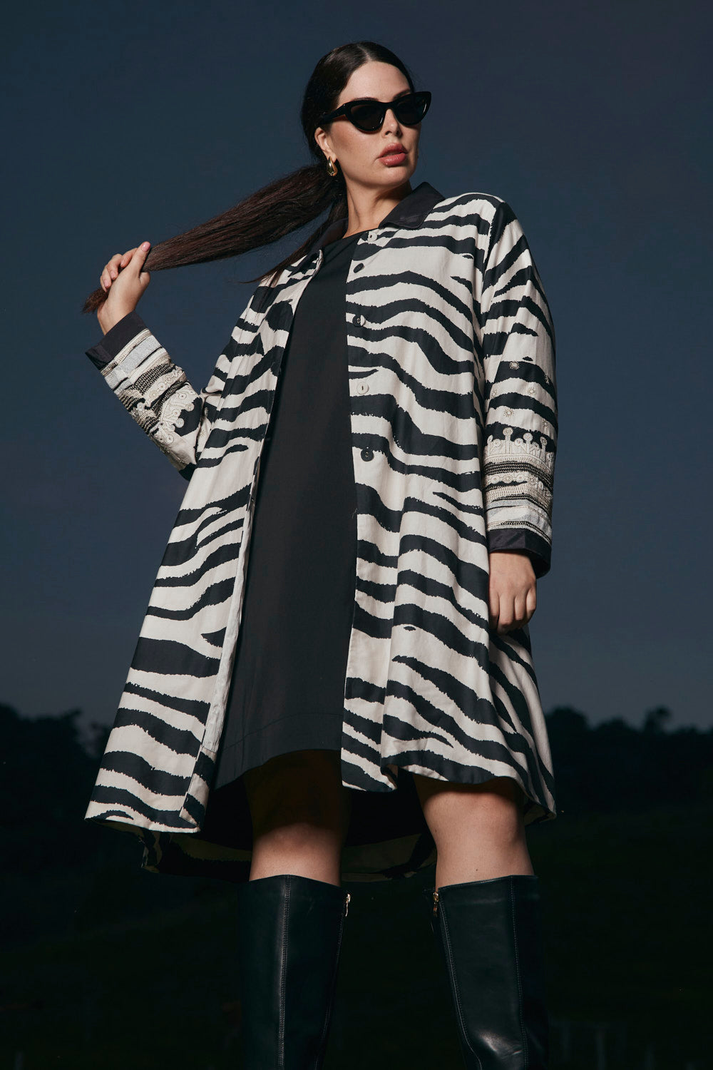 Hazel Long Sleeve Midi Dress in Black, Short Dress - Adrift Clothing