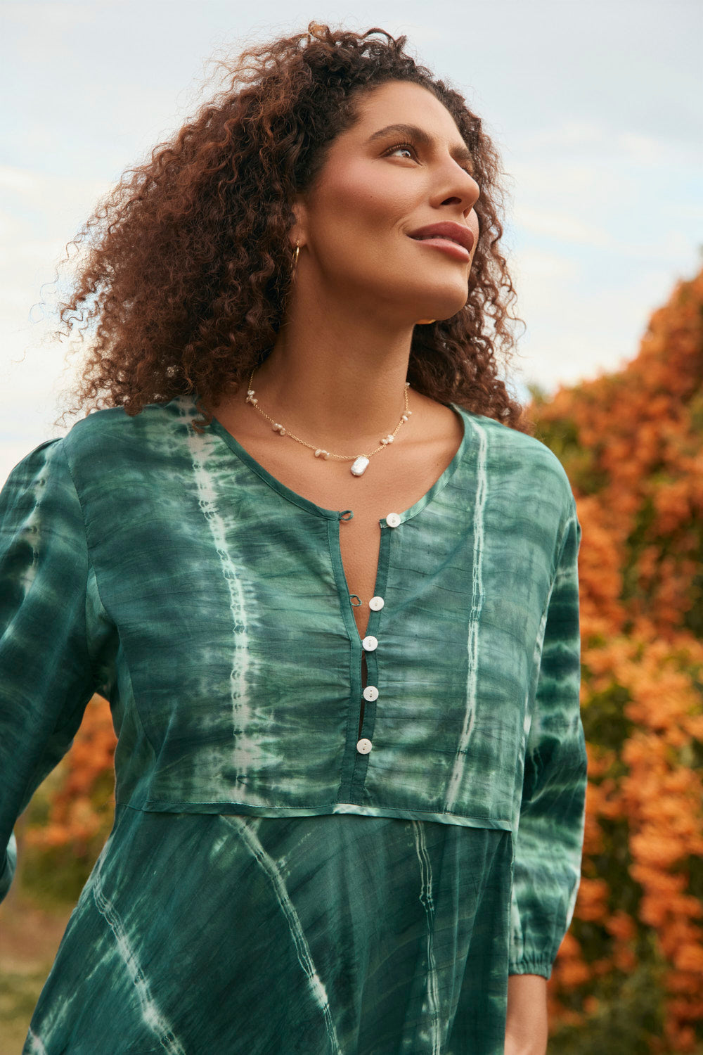 Bonnie Umbrella Dress in Shibori Green