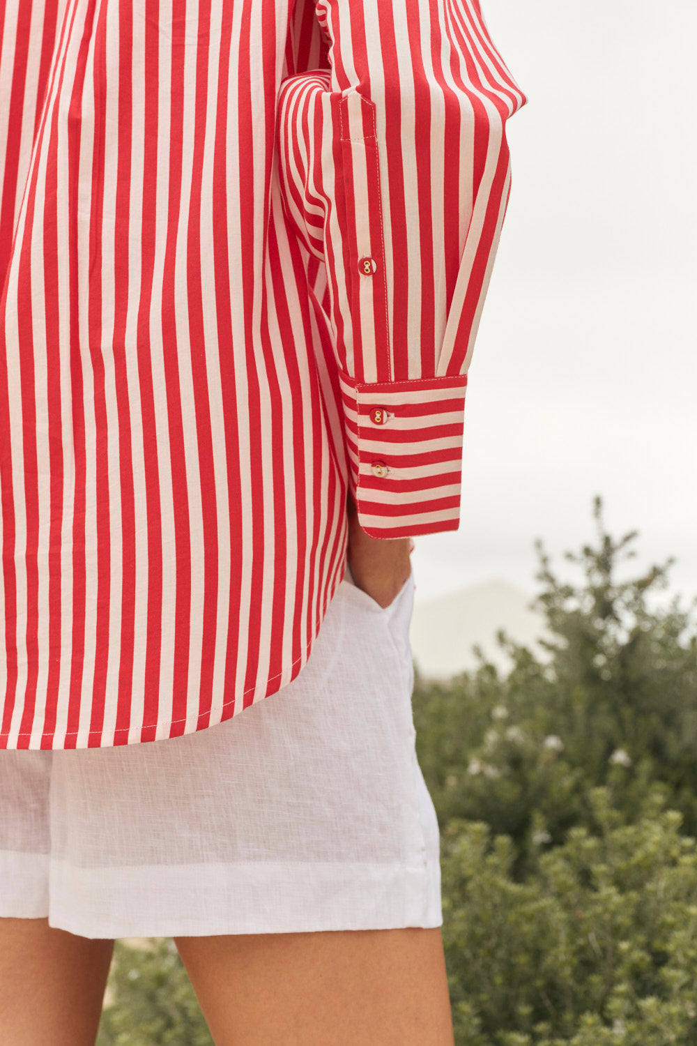 Boyfriend Shirt in Red Stripe