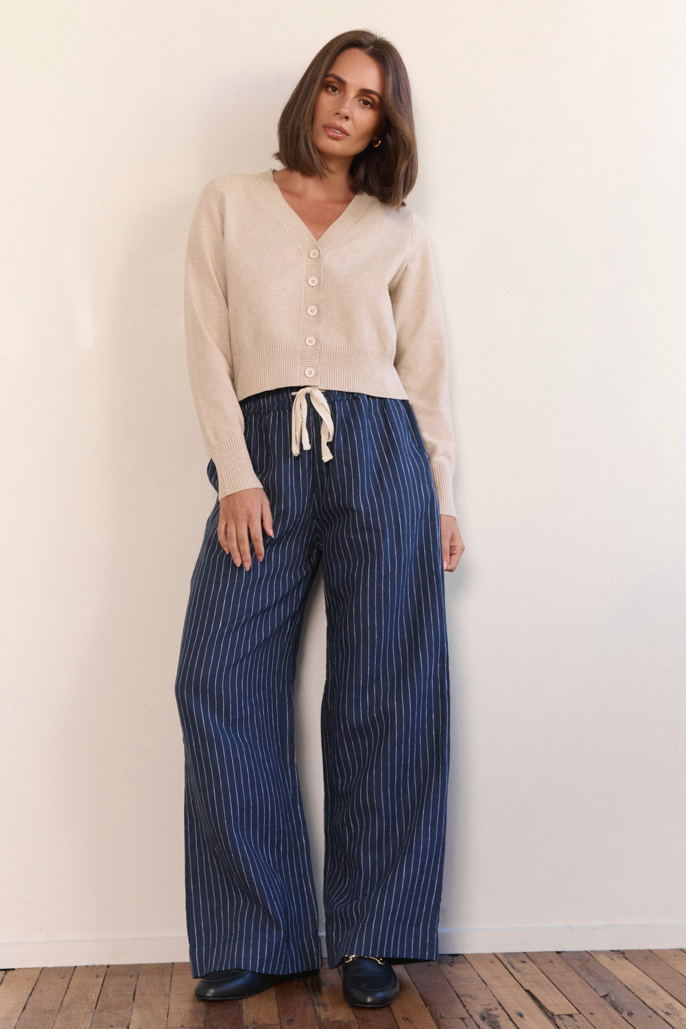 Breezy Relaxed Linen Pant in Pinstripe