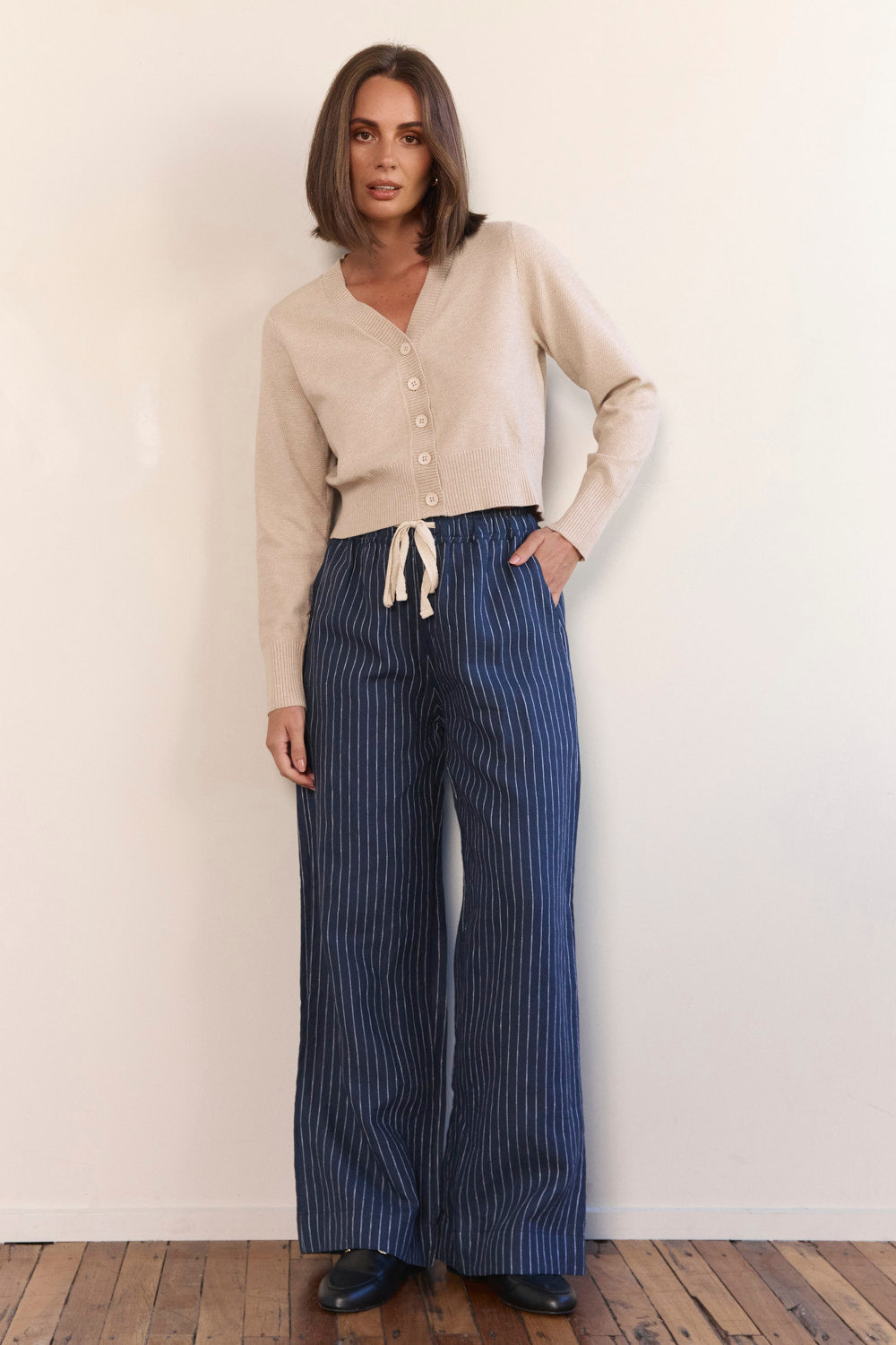 Breezy Relaxed Linen Pant in Pinstripe