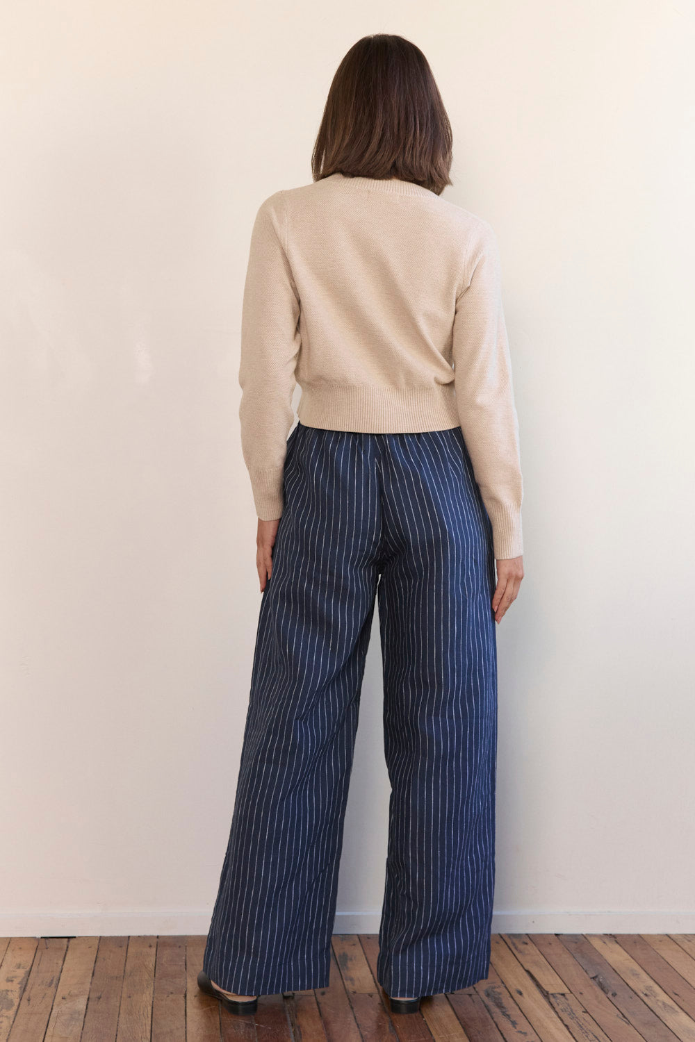 Breezy Relaxed Linen Pant in Pinstripe