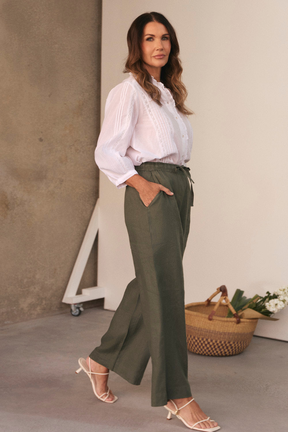 Breezy Linen Relaxed Pant in Dusty Sage