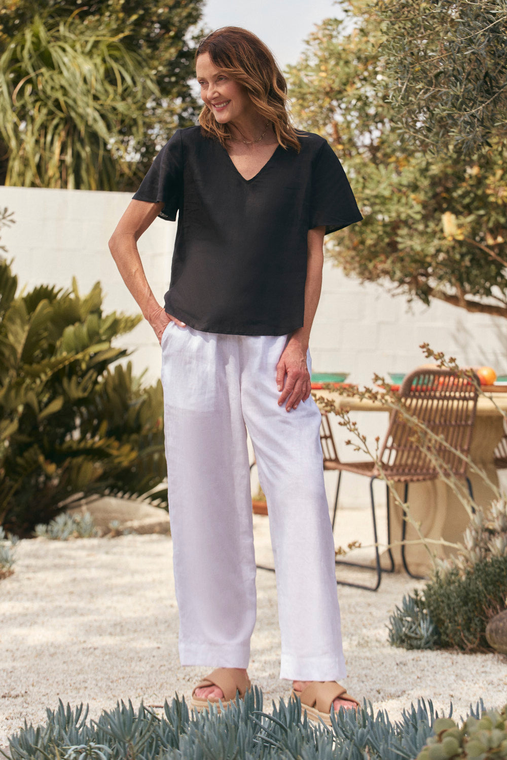 Breezy Relaxed Linen Pant in White