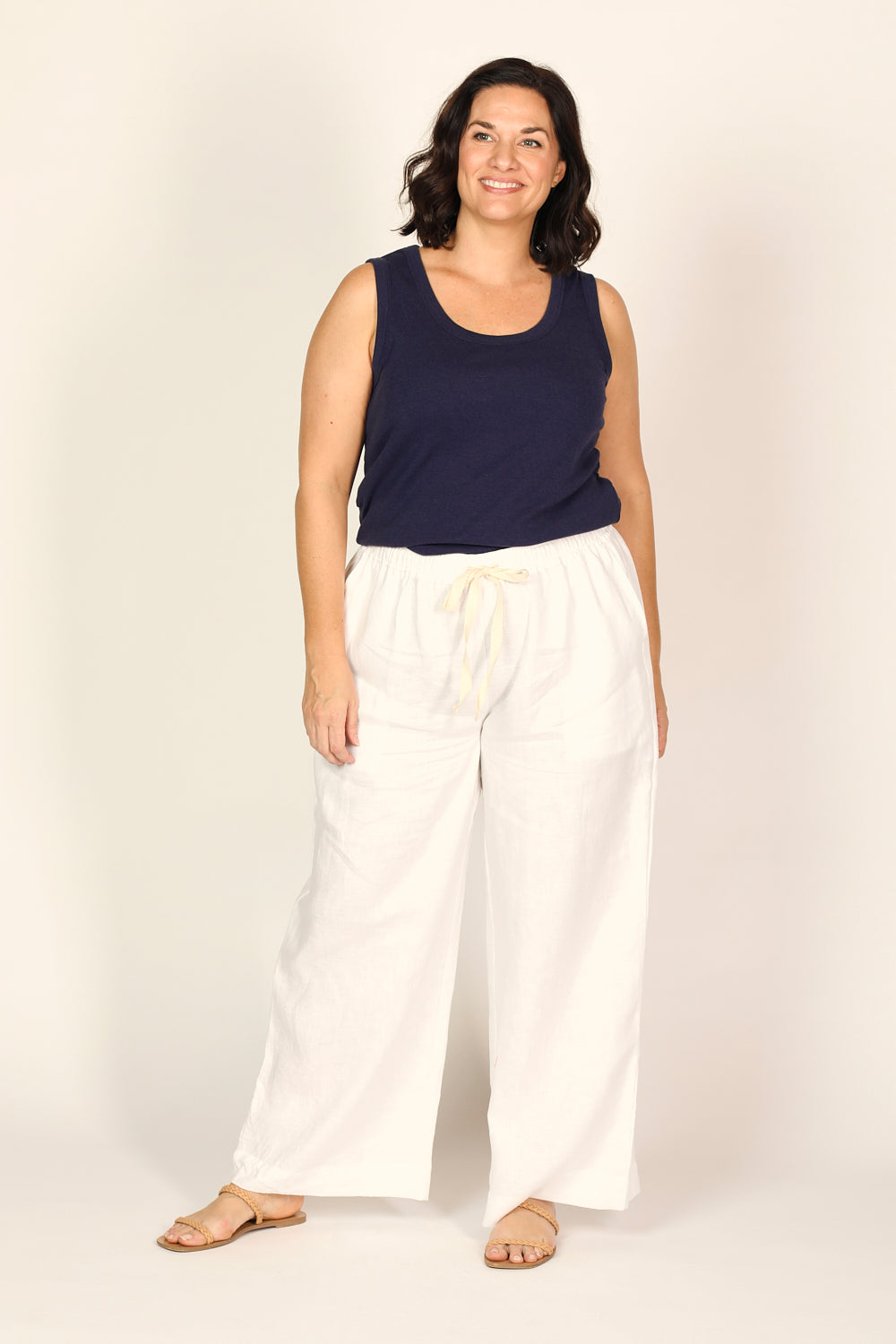 Breezy Relaxed Linen Pant in White Adrift Clothing