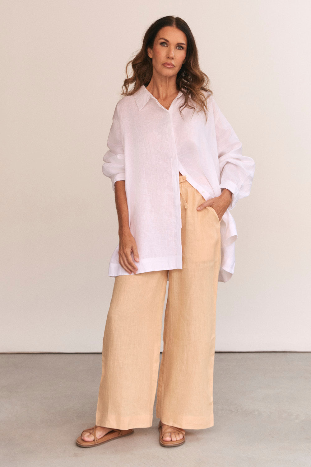 Breezy Linen Relaxed Pant in Sand