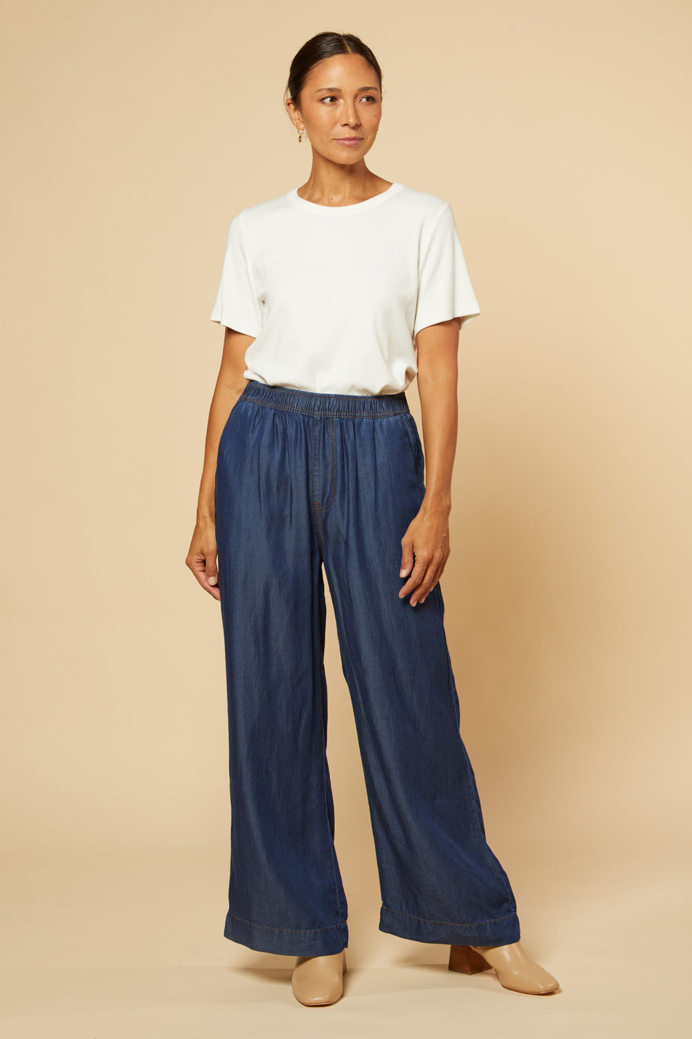 Breezy Regular Length Relaxed Tencel Pant in Dark Wash, Pant - Adrift Clothing