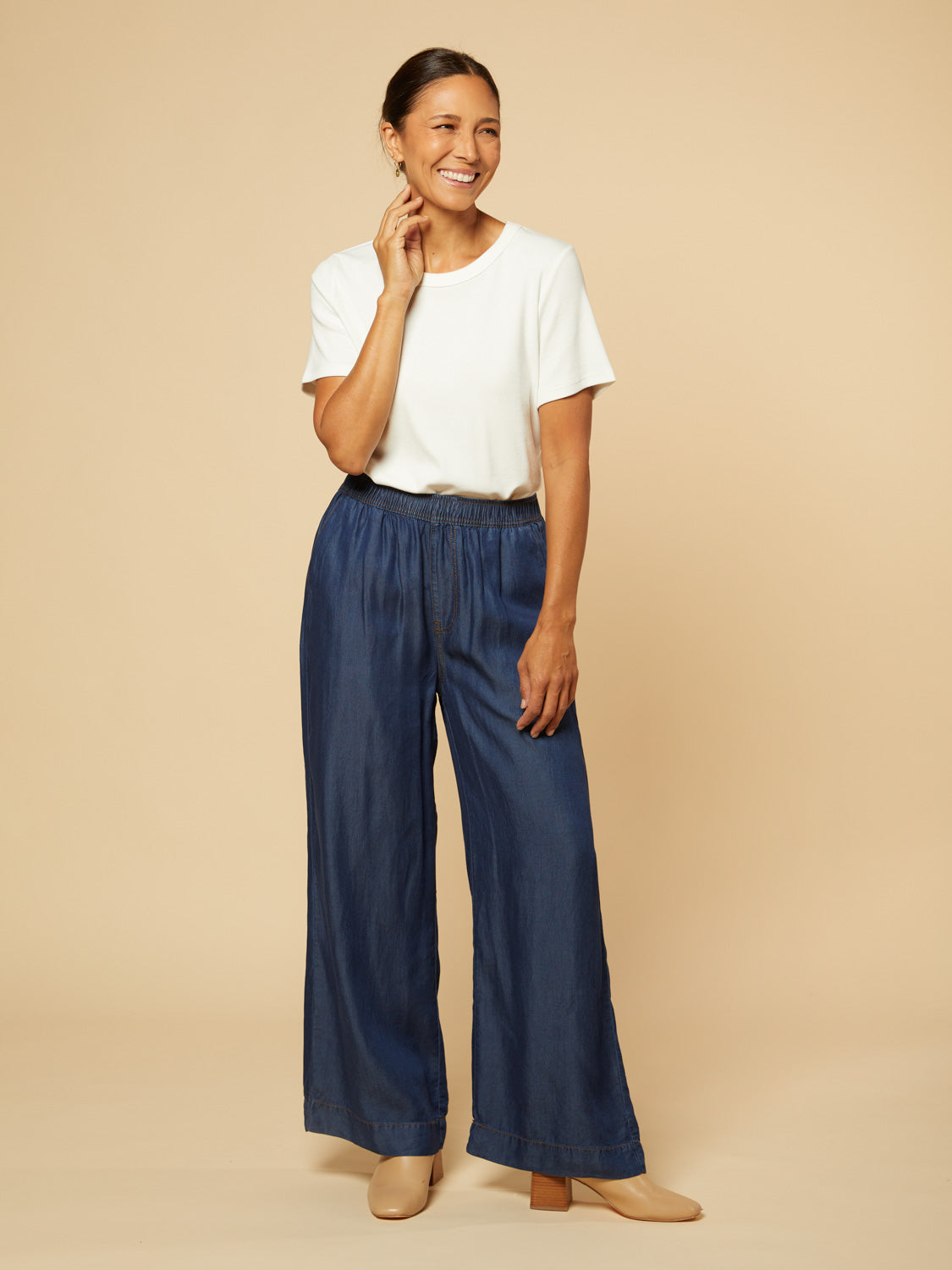 Breezy Regular Length Relaxed Tencel Pant in Dark Wash, Pant - Adrift Clothing