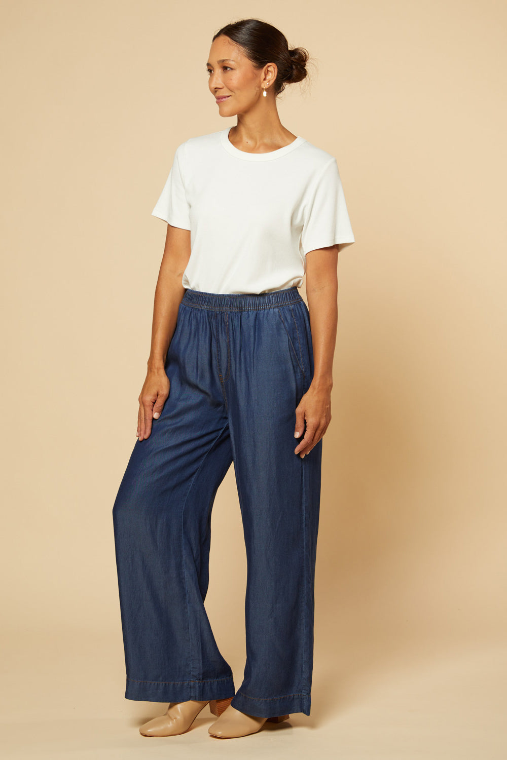 Breezy Regular Length Relaxed Tencel Pant in Dark Wash, Pant - Adrift Clothing
