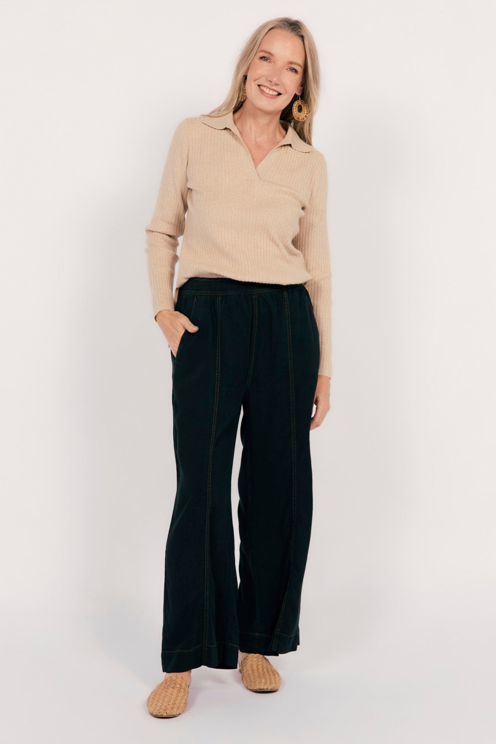 Breezy Tencel Relaxed Pant in Black, Pant - Adrift Clothing