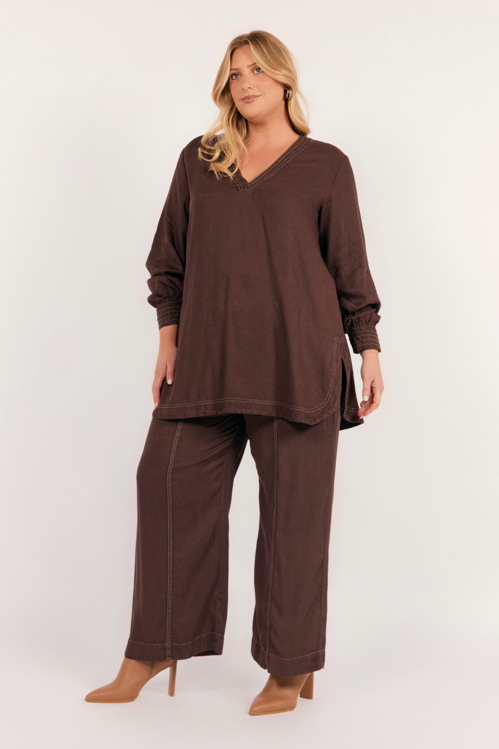 Breezy Tencel Relaxed Pant in Chocolate, Pant - Adrift Clothing