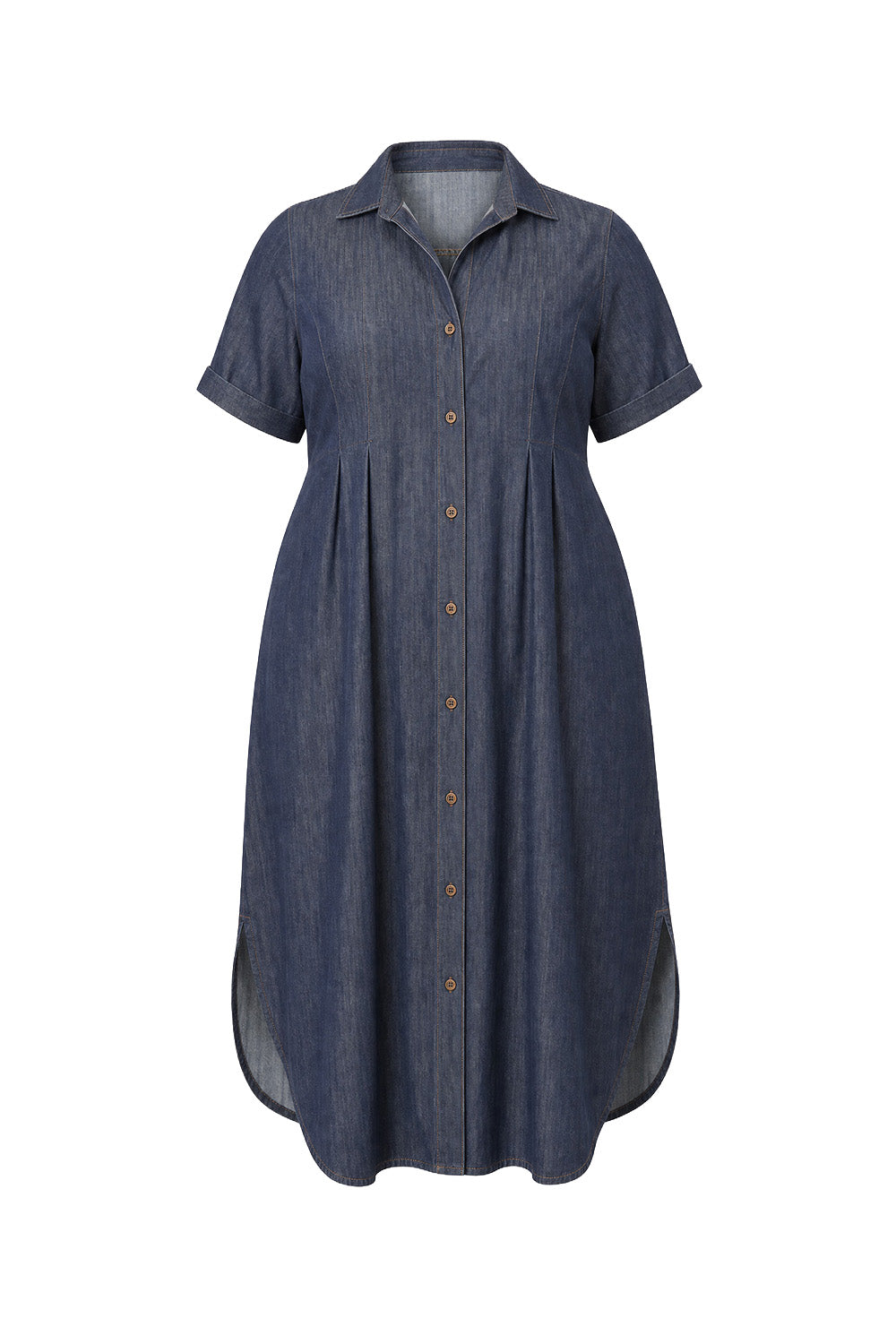 Bridget Chambray Pleated Dress in Dark Wash