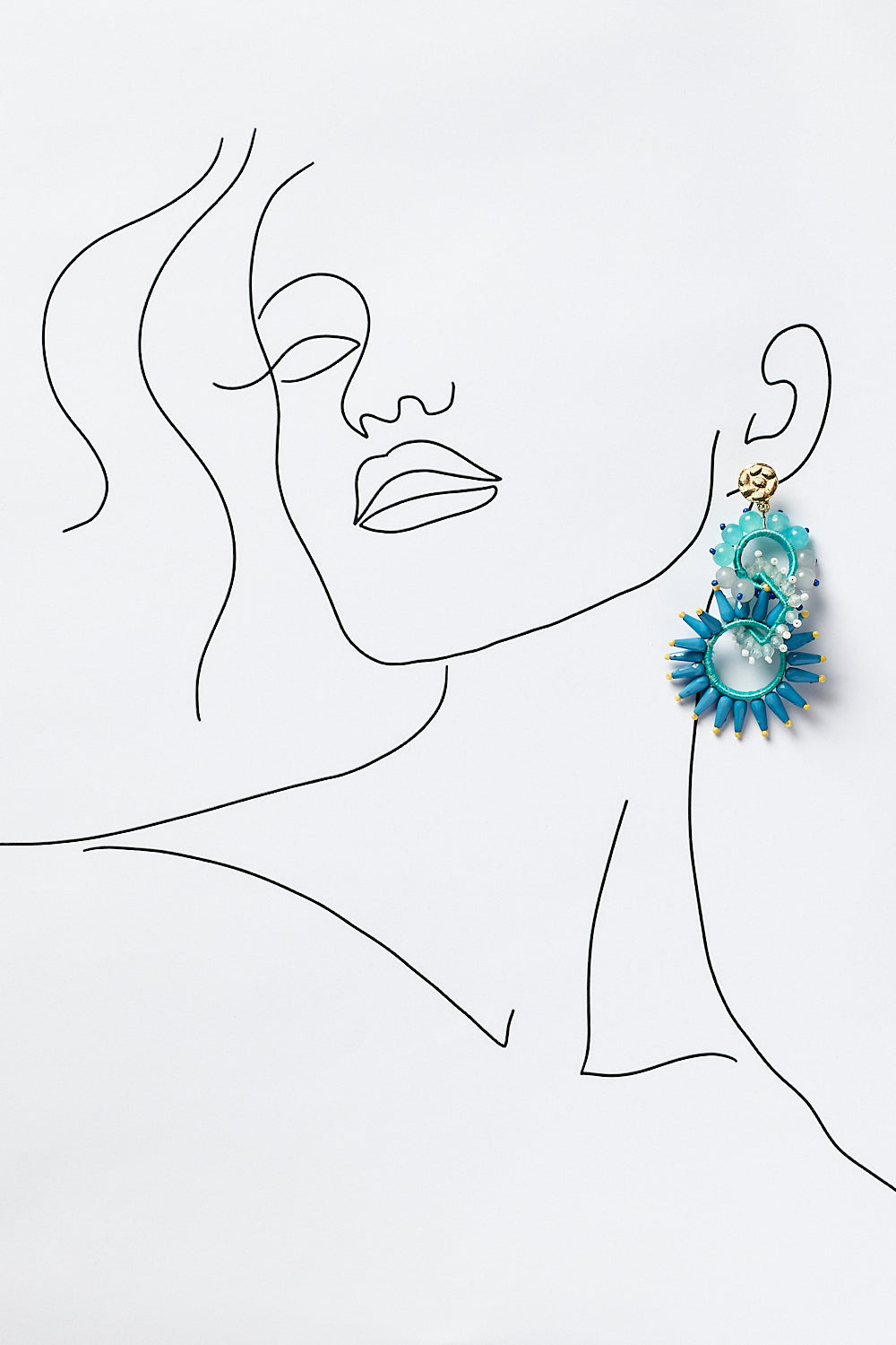 Briella Beaded Earring in Blue and Green