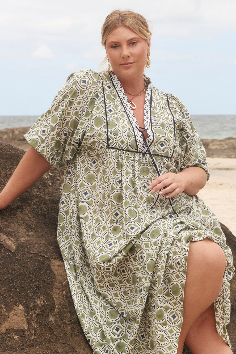 Cairo Boho Dress in Evergreen